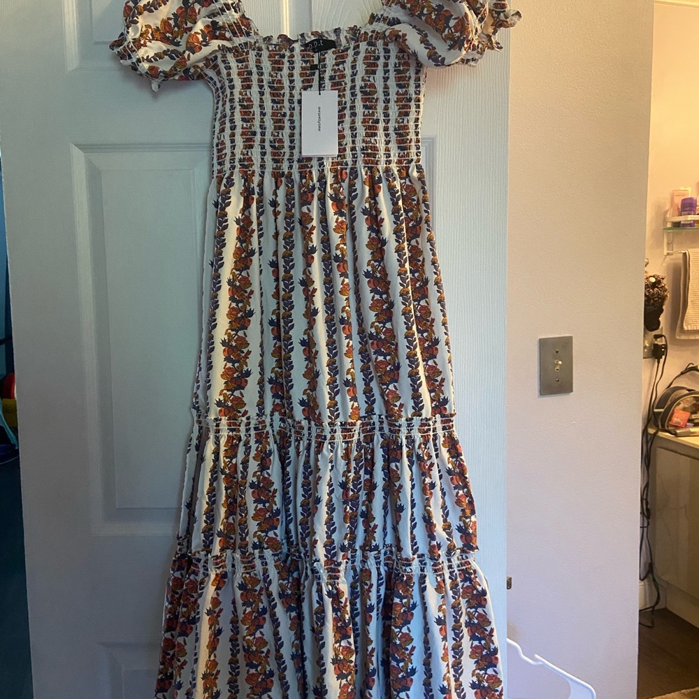 O.P.T. Floral Off-Shoulder Maxi Dress (Tory Burch look alike)